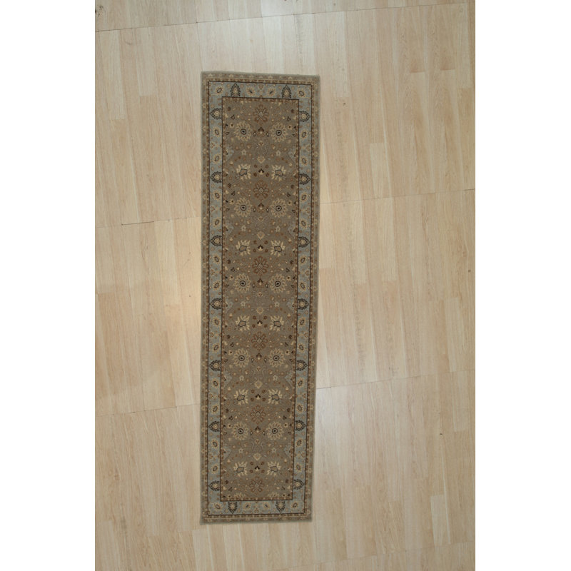 Tapis oriental traditionnel beige en laine fabriqué à la machine