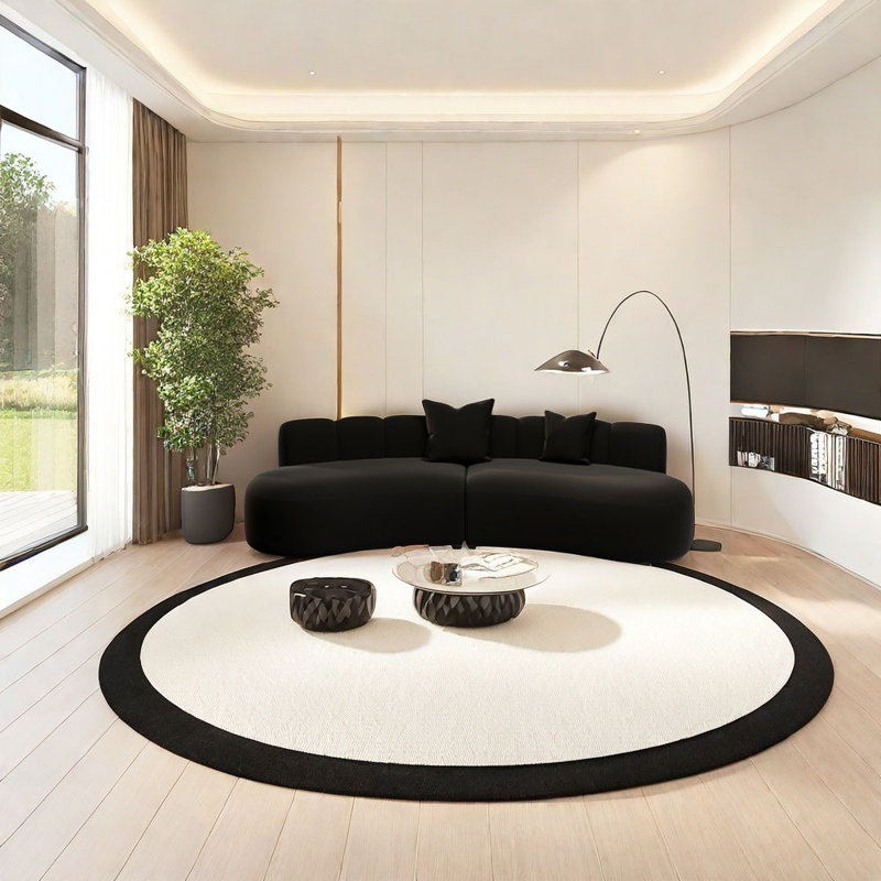 Canapé d'angle noir semi-circulaire incurvé, H 25,59 po x l 82,68 po x P 33,47 po, 5
