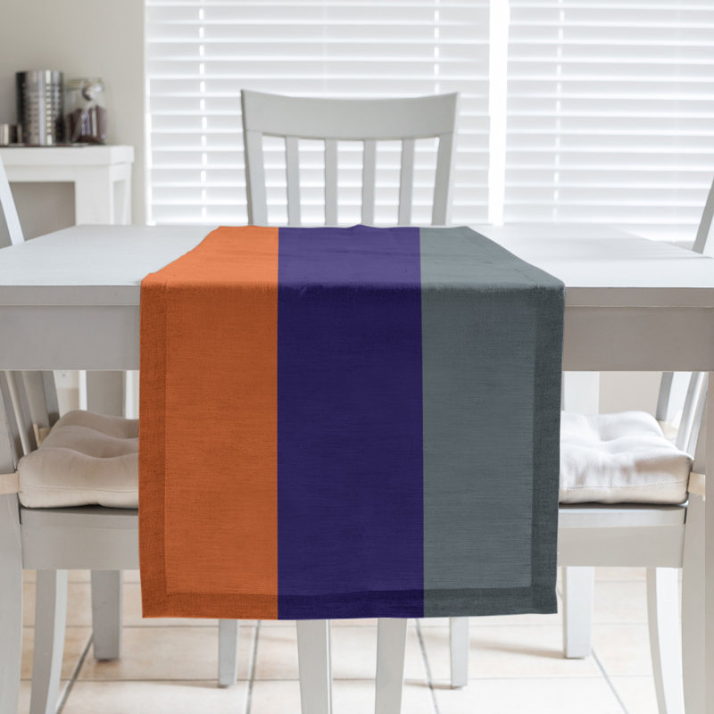 Chemin de table de basketball, L 72 po x l 16 po, Croisé en coton, Orange Phoenix / mauve / gris