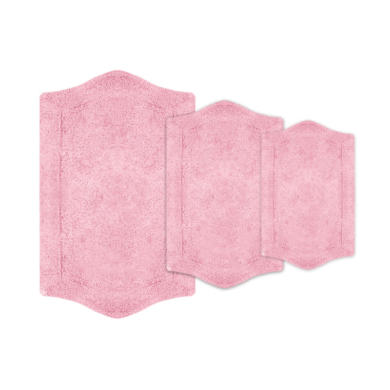 Morissette Waterford 100% Cotton Bath Rug Set, 3 Piece Set, Includes 17"x24", 21"x34" and 24"x40", Spray Latex Backing, Soft Absorbent Bathroom Rugs, Machine Washable