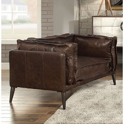 Fauteuil demi-largeur en cuir fleur et demi 47,2 po Baird