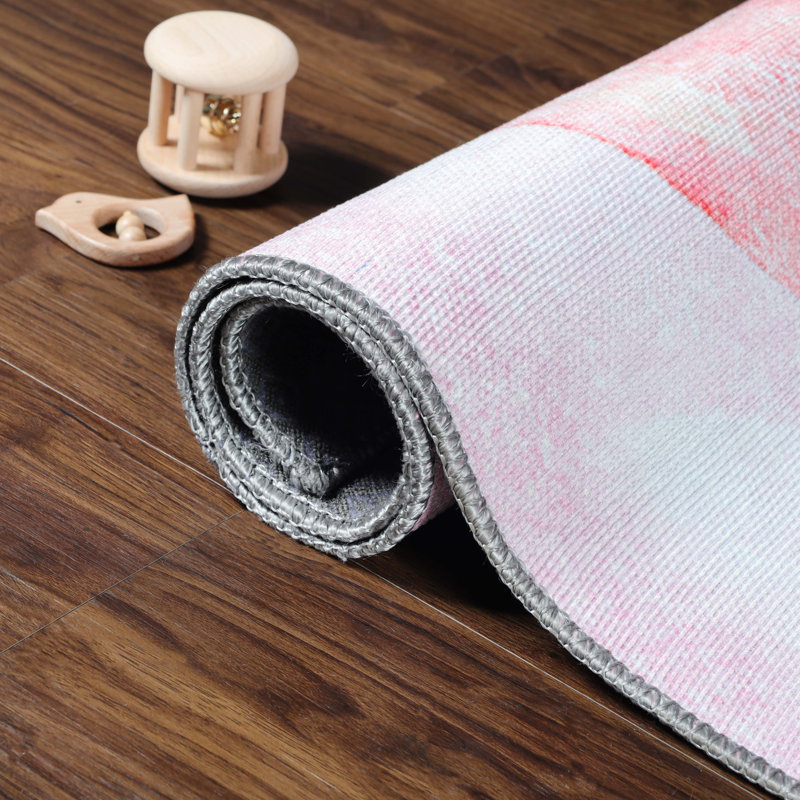 Cortes Nursery Elephant Bright Colorful Balloons Kids Indoor Area Rug, Rectangle 5' x 7'6", Pink