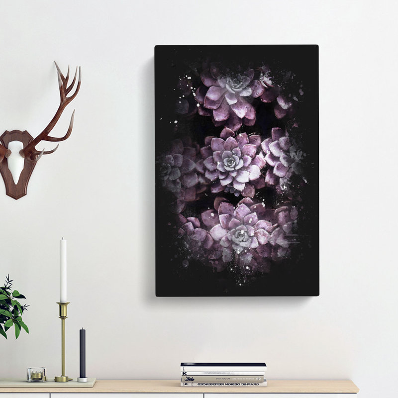 Pretty Purple Succulent Plants - Wrapped Canvas Graphic Art Print, 76cm H x 50cm W x 3cm D