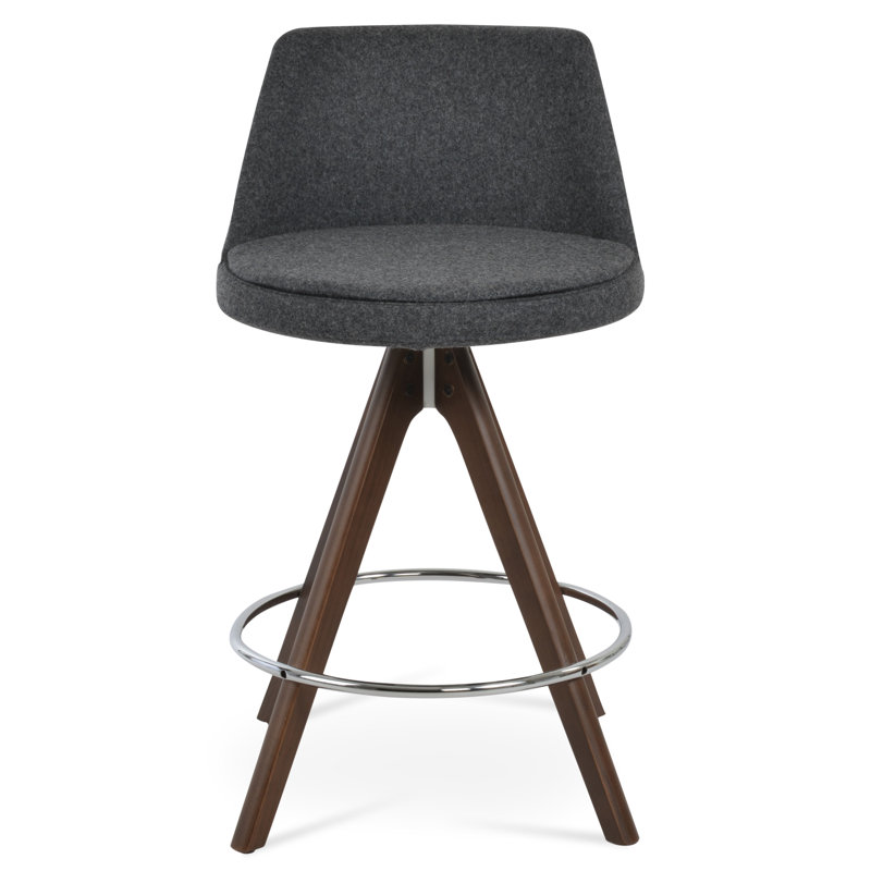 MARTINI Counter & Bar Stool, Bar Stool (30” Seat Height), Silver Wool, Walnut