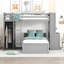 Lit mezzanine simple avec lit autonome, tablettes, bureau et garde-robe-877179965