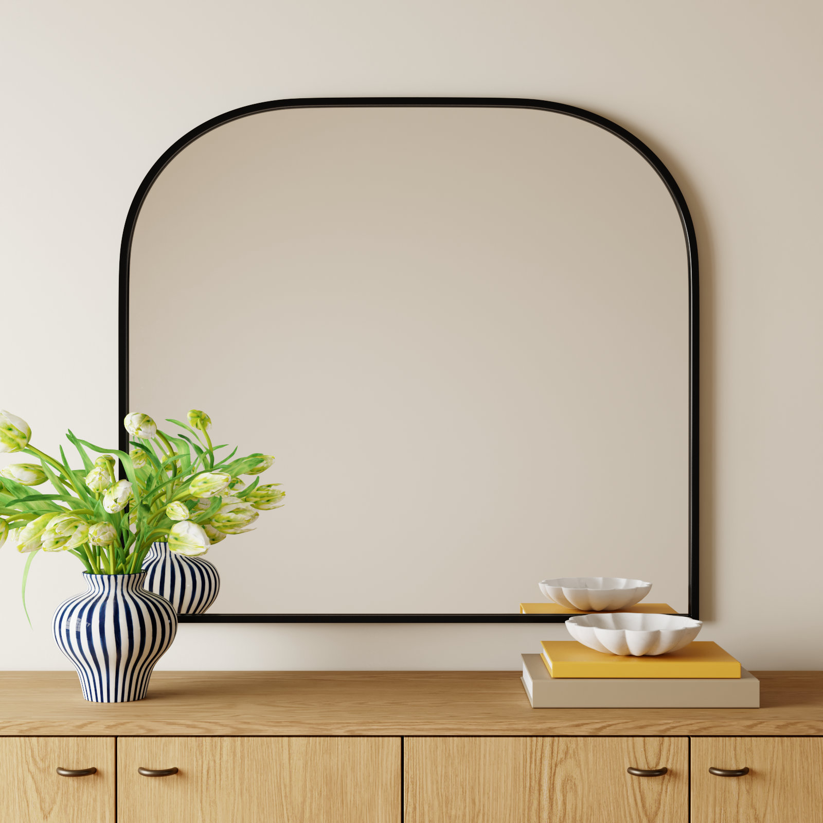 Sabine Metal Wide Arch Wall Mirror, Black, 38" x 42"
