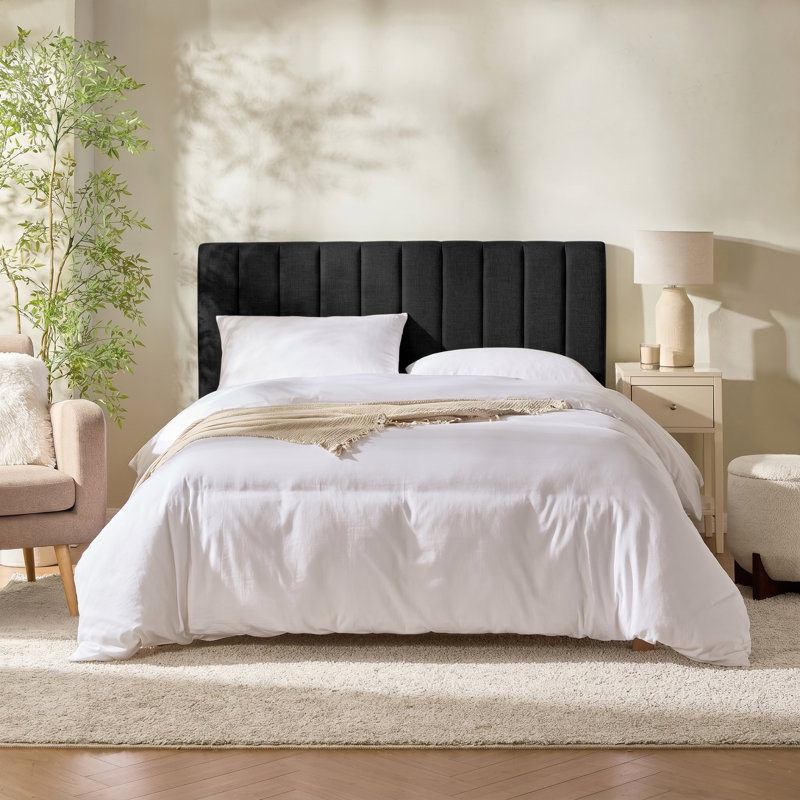 Chastelyne Upholstered Easy Assemble Wall Mounted Headboard, Queen, Black