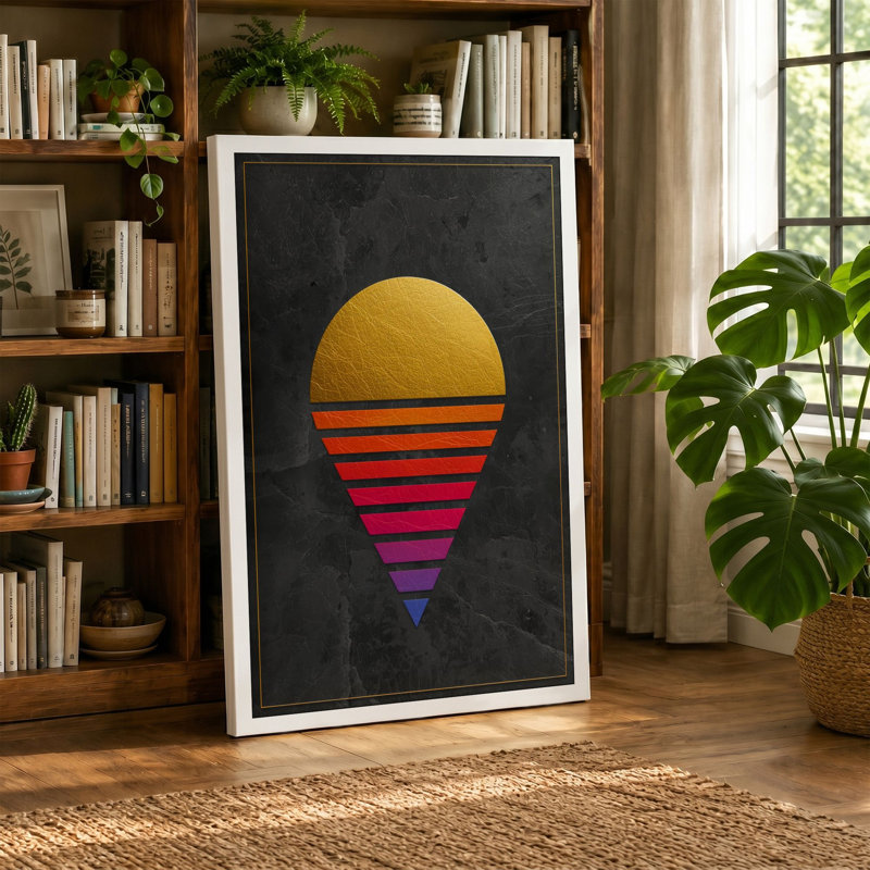Striped Ice Cream Dreams Modern - Wrapped Canvas, 30x20 - 76.2 x 50.8 cm, Ochre Border