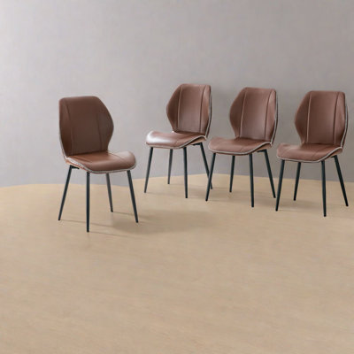 Comfortable Dining Chairs Set Of 4, Pu Leather Modern Metal Chairs For Home