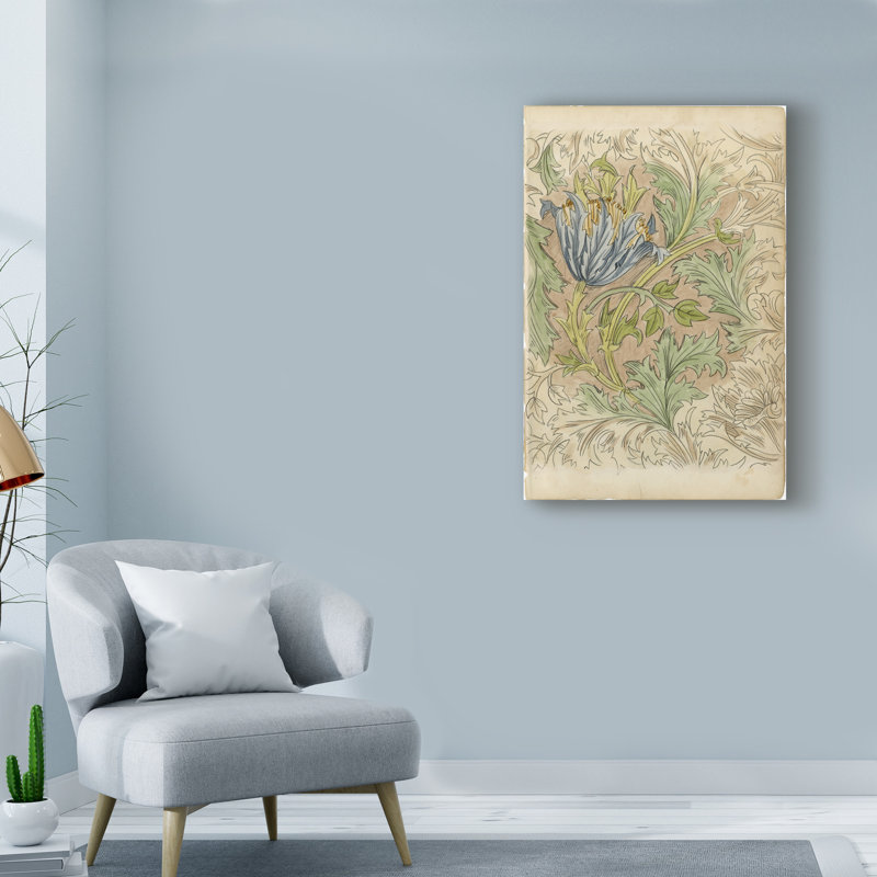 « floral pattern study iii », reproduction de peinture à l’aquarelle sur toile tendue, H 47 po x l 30 po x P 2 po