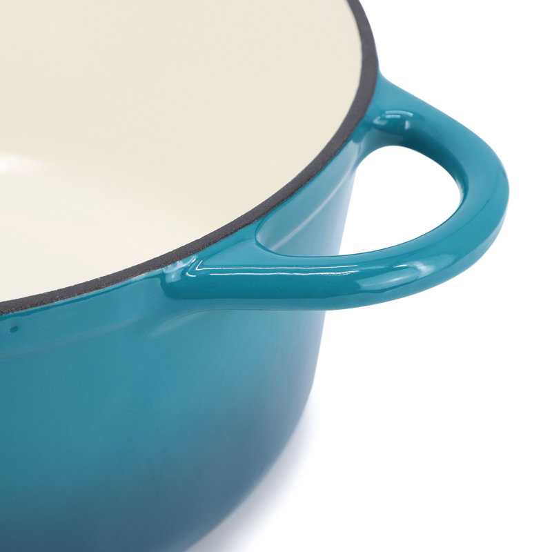 Cocotte en fonte émaillée ronde avec couvercle autoportant de 6,35 pintes MegaChef, Bleu clair