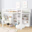 Lit mezzanine avec 8 tablettes ouvertes, blanc-1619440241