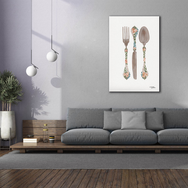  Art floral sur toile 40 pi x 60 po «Floral Flatware» par Michele Norman
