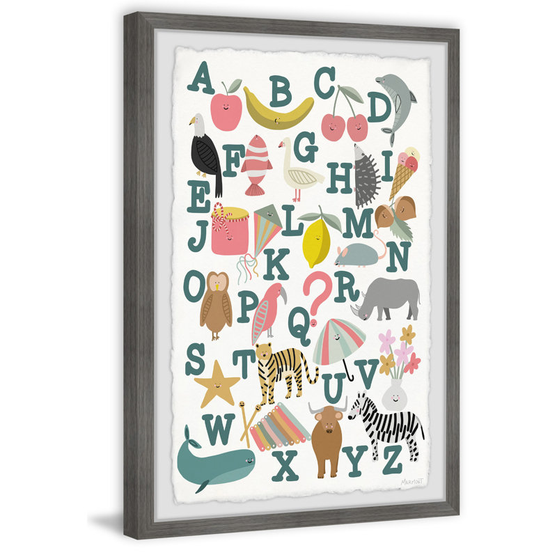 Langridge Learn Abcs, reproduction encadrée, H 12 po x l 8 po x P 1,5 po