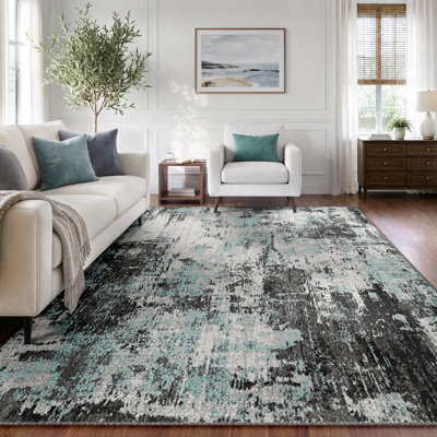 Modern Abstract Printed Area Rug Non-Slip Machine Washable Low Pile for Living Room Bedroom