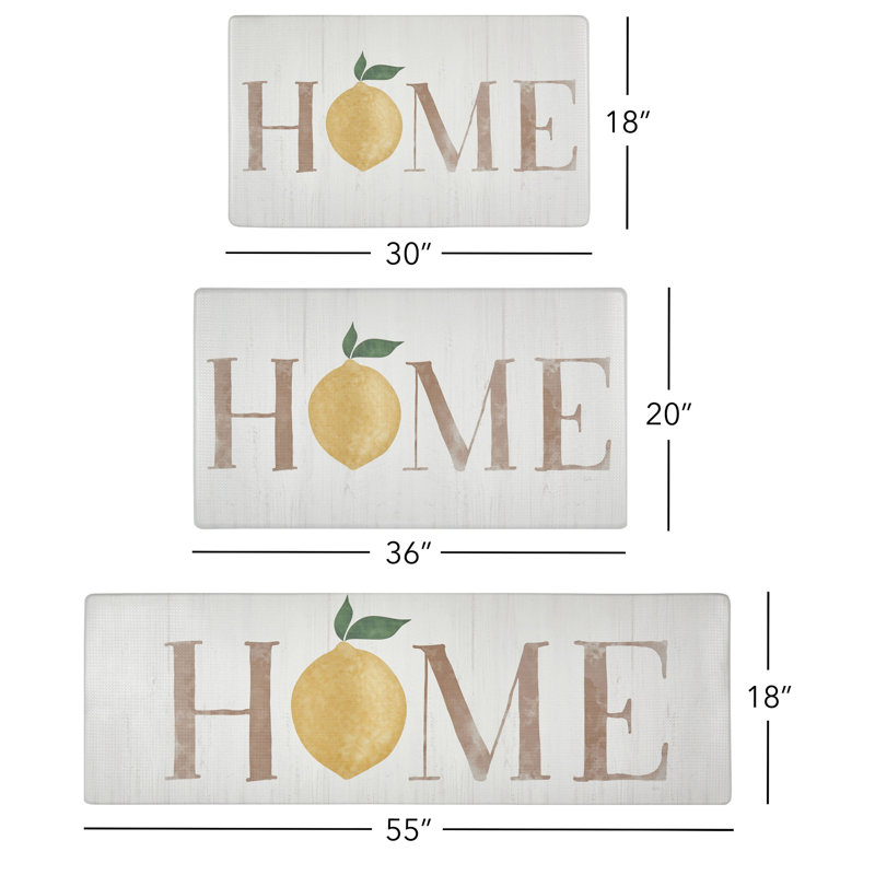 Lemon Water Resistant Anti-Fatigue Non-Skid Kitchen Mat, Runner 1'5.5" x 4'7"