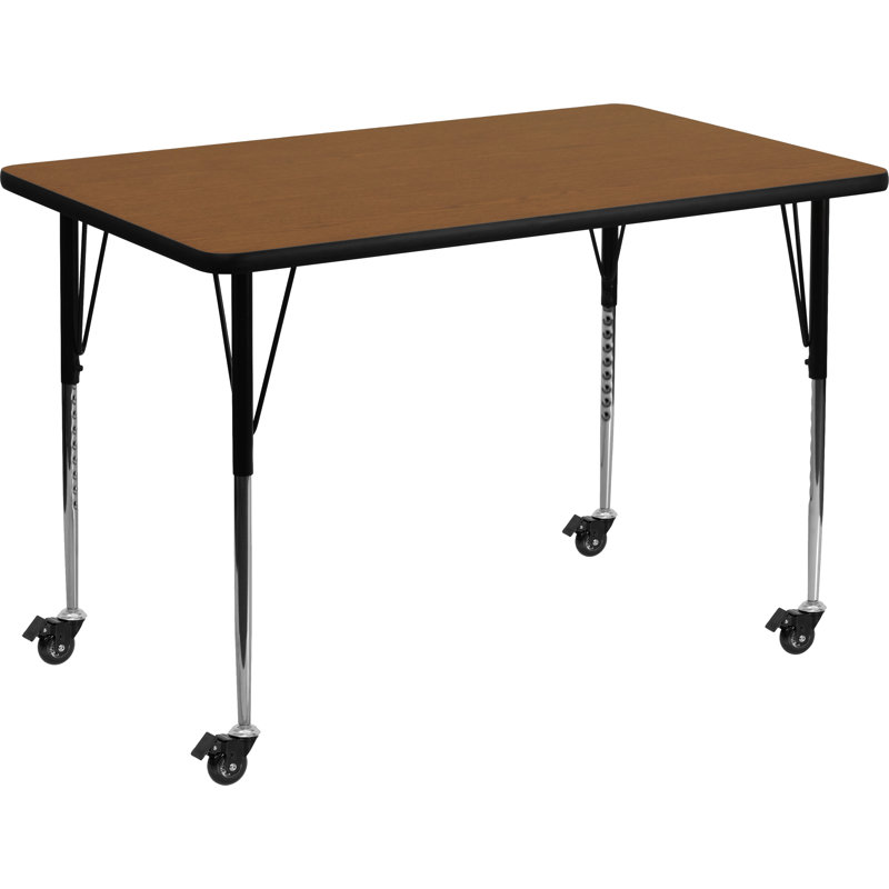 Table d'activité rectangulaire en stratifié Goddard Mobile l 24 po x L 48 po, Chêne
