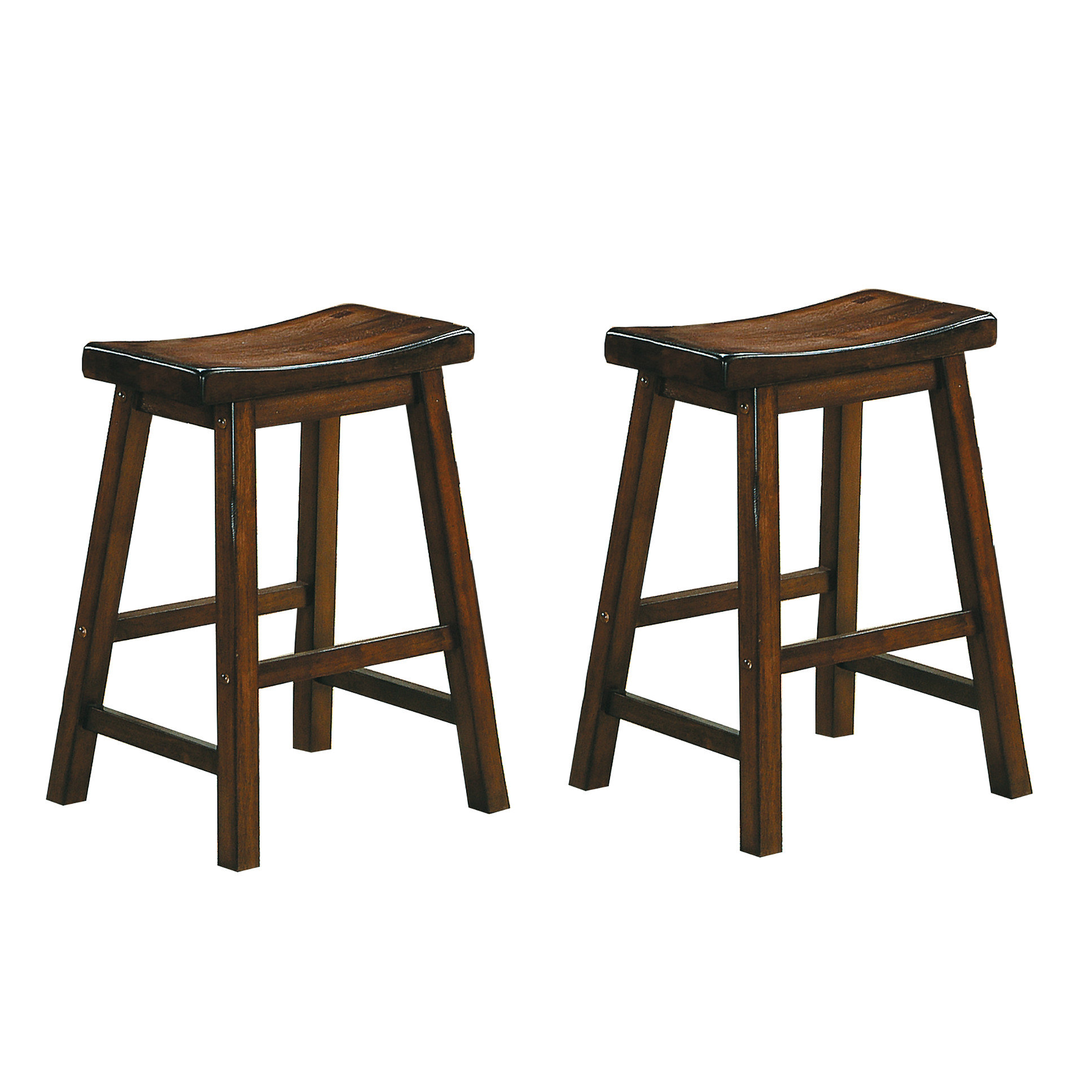 Red Barrel Studio Solid Wood 24-Inch Stools, 2Pc , Black Saddle Seat ...