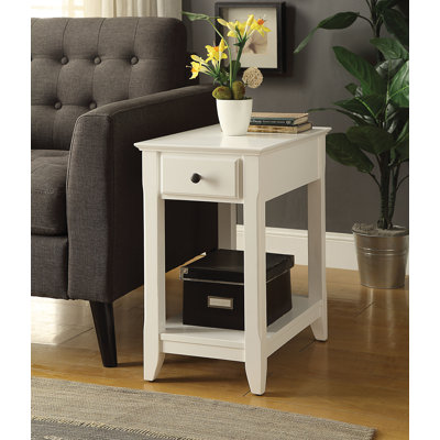 Bhairavi Transitional Wooden Rectangular End Table with Storage