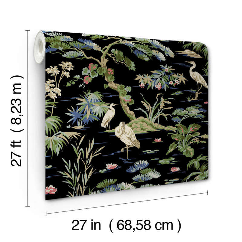 Bridgewater Floral Wallpaper Double Roll by Ronald Redding, Black