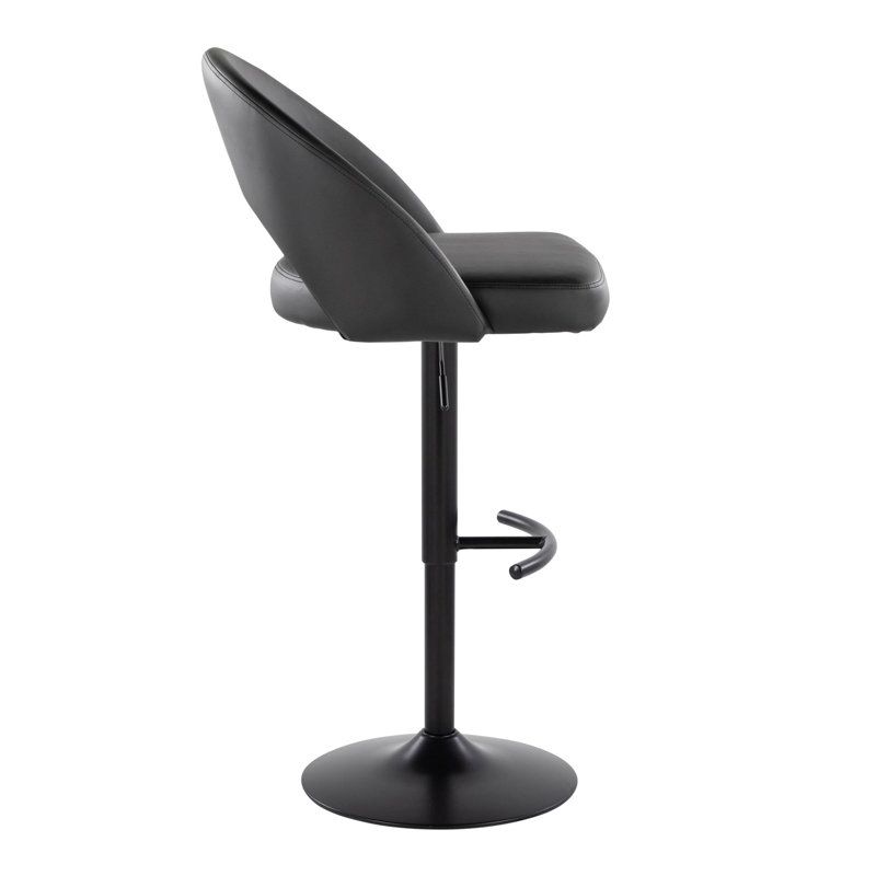 Tabouret de bar réglable avec pivot, Noir, Gris / similicuir