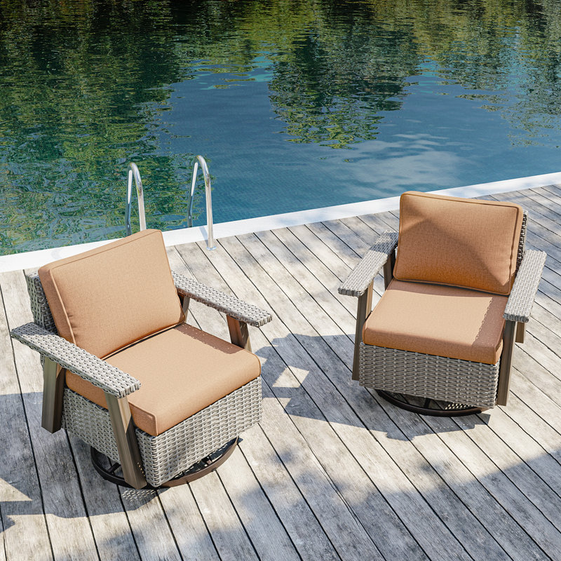 Chaises pivotantes 2 pièces avec coussins Creal, Brun clair