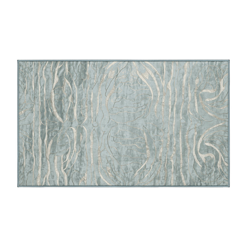 Machine Washable Blue Area Rug, Runner 2' x 5'