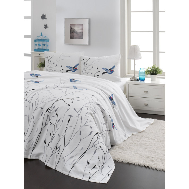 Prochoros Cotton No Pattern Bedspread, Blue, 160 x 235 cm