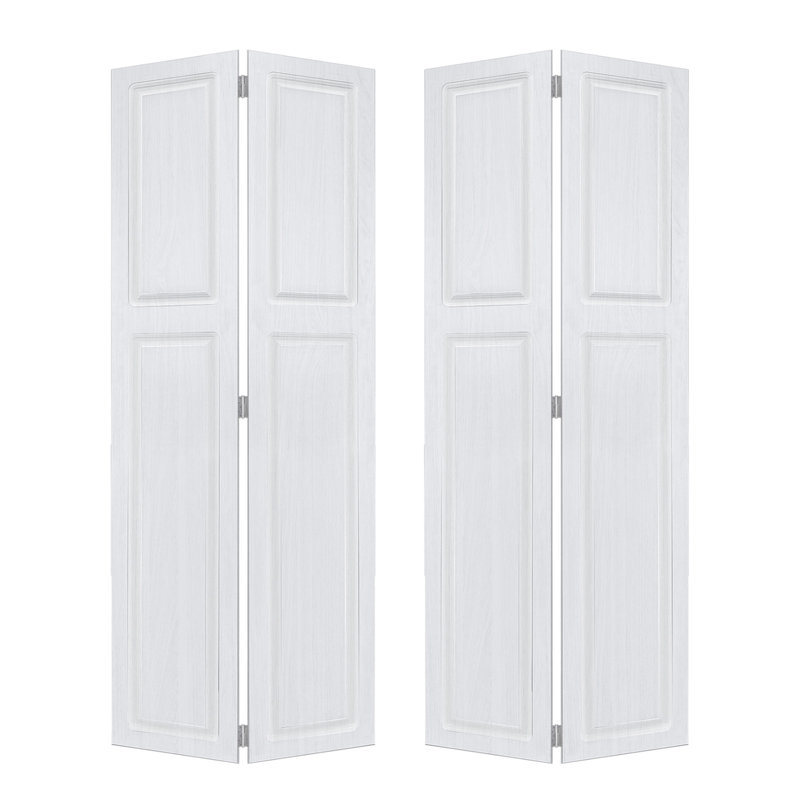 Porte de grange double coulissante double en panneau de fibres à densité moyenne noyer blanc 80 po x 48 po avec quincaillerie