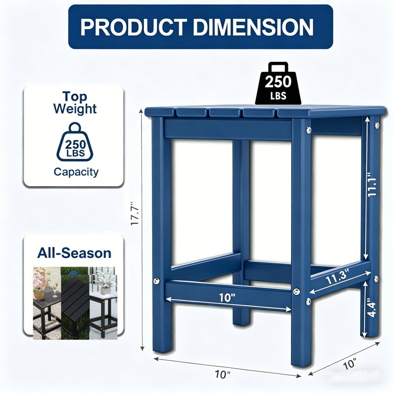 14 X 13 In All Weather Adirondack-Outdoor-Side-Table, Blue