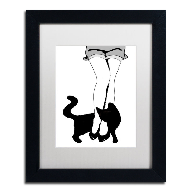 Jadaya «Black Cat», impression encadrée, H 14 po x l 11 po x P 0,5 po, Blanc