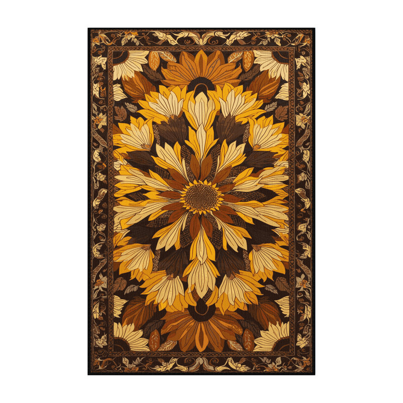 Tapis brun lavable à la machine, Rectangle 7 pi x 9 pi