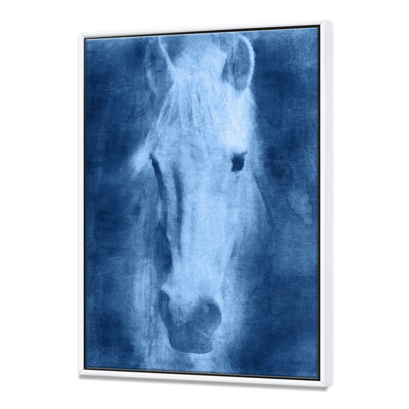 Cheval de ferme IX-reproduction d’art sur toile, H 20 po x l 12 po x P 1po, Cadre flottant blanc