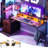 60'' Reversible Gaming Desk With Monitor Stand & Fabric Drawers-256326286