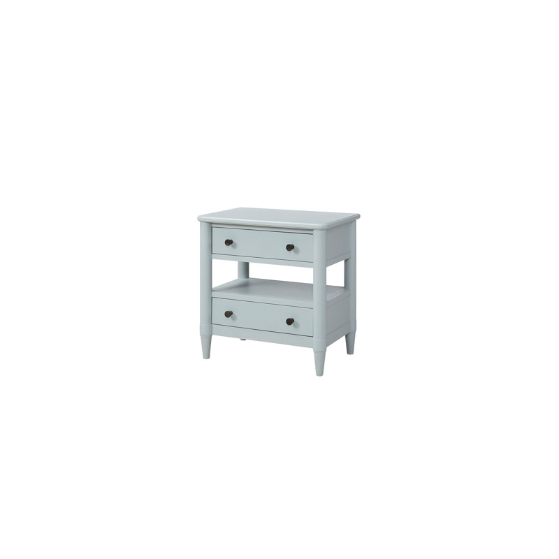 Table de chevet ouverte avec 2 tiroirs, Bleu clair