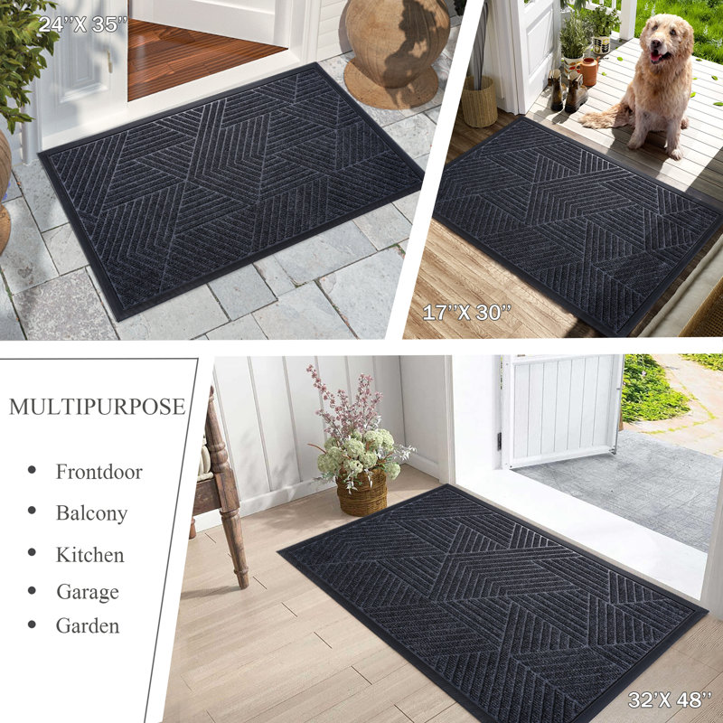 Hazeley Non-Slip Outdoor Doormat, Dark Grey, 81.3cm W x 121.9cm L
