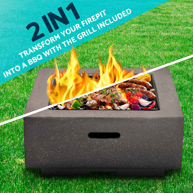 Anneheide Square Wood Burning Smokeless Fire Pit, Dark Grey 