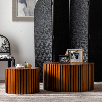 Table basse en noyer, sans assemblage, avec attrait Table d'appoint moderne pour espace de vie principal, finition, assemblage