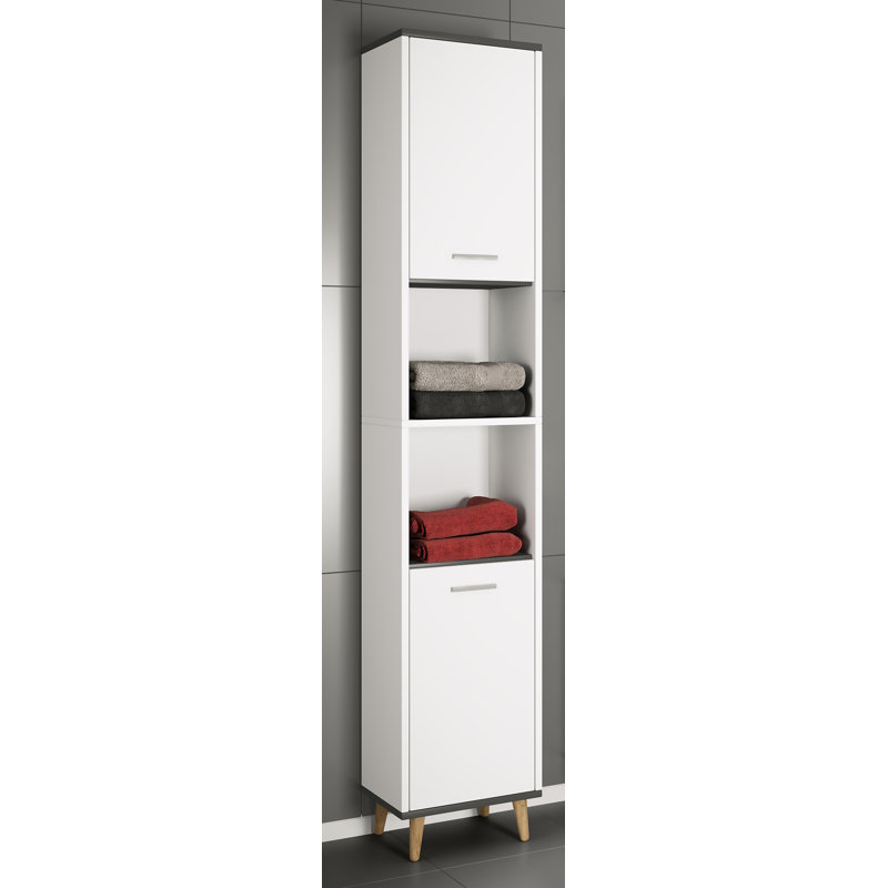 Shelie Freestanding Bathroom Cabinet, White / Black