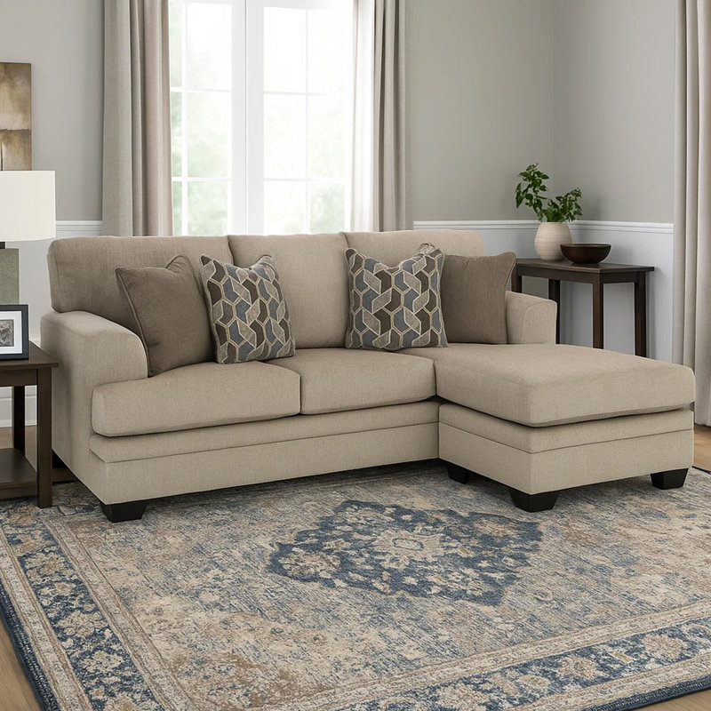 Canapé modulaire Ead, 4 coussins, polyester, Mélange de polyester brun taupe, Réversible