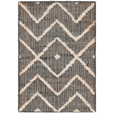 Furman Kilim Geometric Hand-Loomed Natural/Charcoal Area Rug