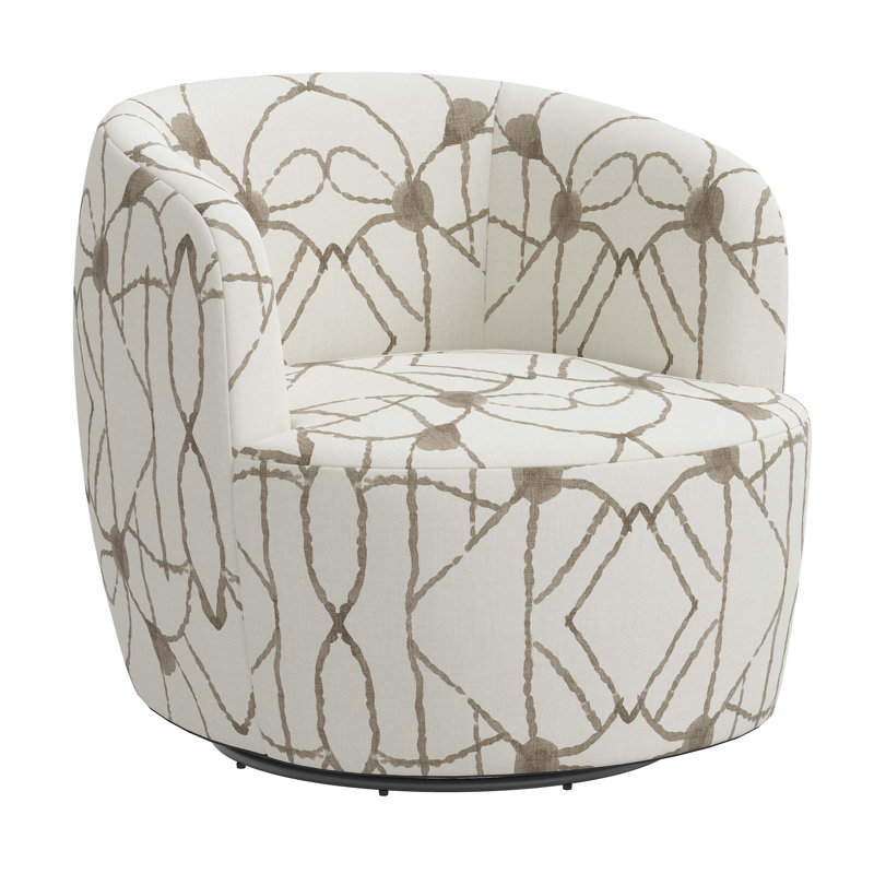 Maya Swivel Chair In Boucle, Hans Cream Geometric