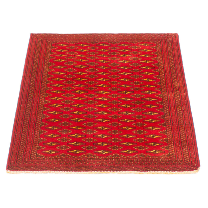 Tapis rouge en laine noué à la main 3 pi 4 po x 4 pi 7 po Teimani