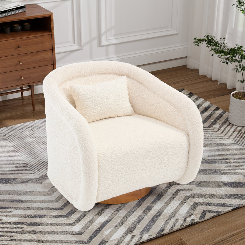 Fauteuil demi-tonneau pivotant l 29,9 po, Teddy blanc