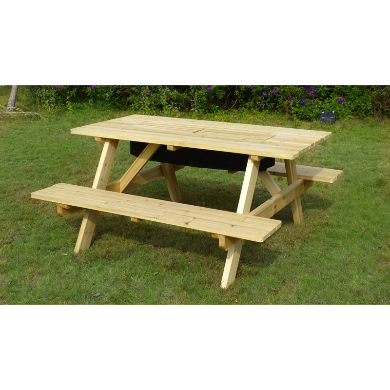 Ebro 6 - Person Wood Patio Dining Set with Rectangular Table