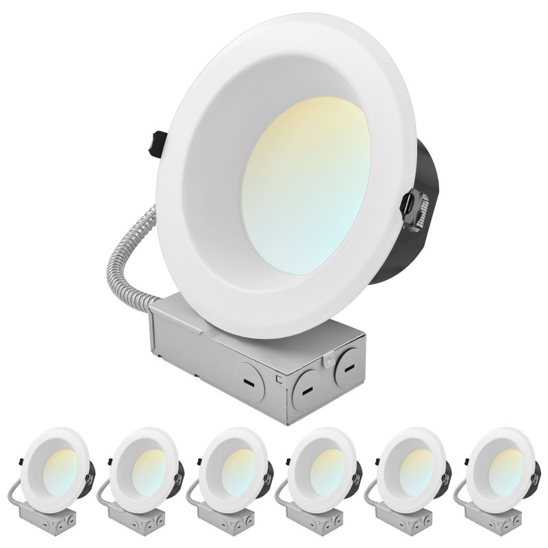 Luminaire encastré commercial à DEL J-Box 5CCT 6 watts 10/17 / 21W à intensité variable de 1 pouce LUXRITE 1000/1800/2500 lumens 120-277V Wet classé IC