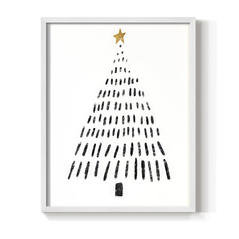 Christmas Tree Framed Print - Solid Wood, 11'' H x 9'' W, White