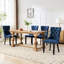 Chaise en bois massif, revêtement en lin, bleu, chaises bleues Sw6801bl avec plateau à couches multiples, siège confortable-1645503891