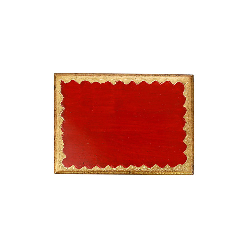 Boîte à accessoires florentine en bois rouge et or