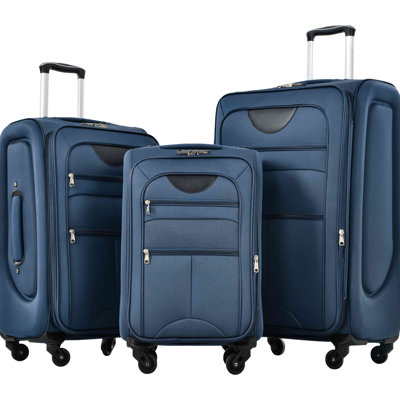 Softside Luggage Expandable 3 Piece Set Suitcase Upright Spinner Softshell Lightweight Luggage Travel Set-22/26/30 inches